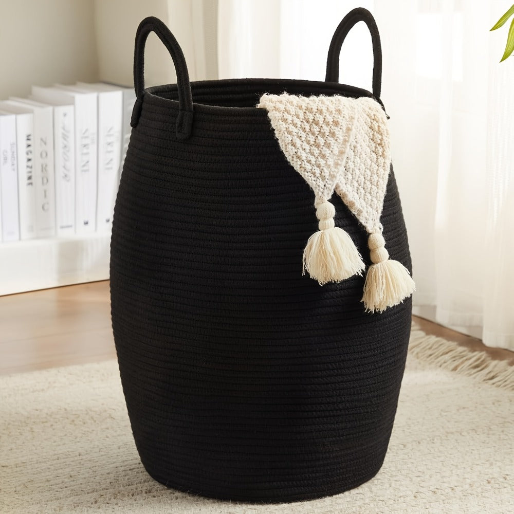 Laundry Hamper Basket Large Bohemian Foldable Clothes Hamper with Extended Handle - Fabric Oval Storage Bin for Bedroom Dorm Hotel, Space-Saving Tall Cloth Basket 22 Inch, Collapsible Laundry Basket