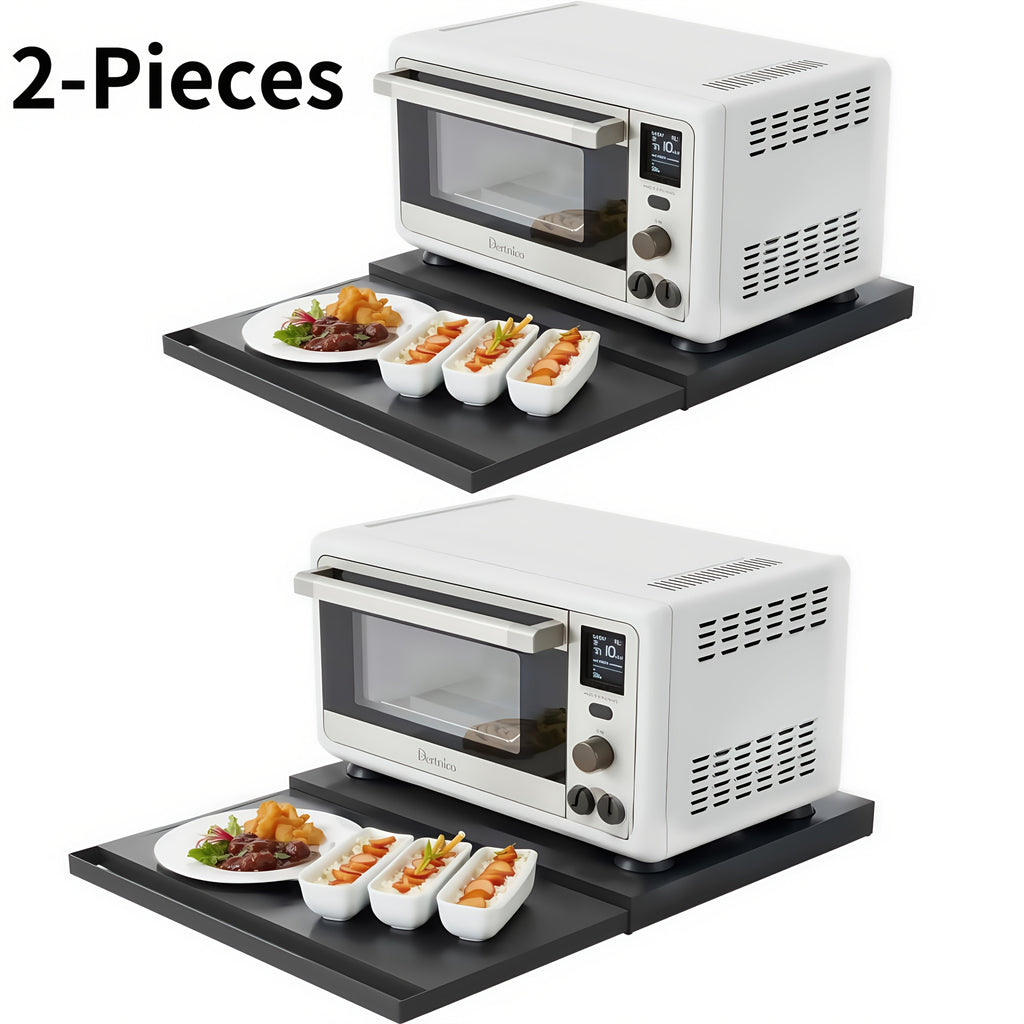 Microwave Stand Countertop Organizer Adjustable Metal Pull-Out Rack Shelf Space Saving Kitchen Storage for Microwave Oven Air Fryer Rice Cooker Coffee Station Toaster Appliances Black White 1 or 2 Piece
