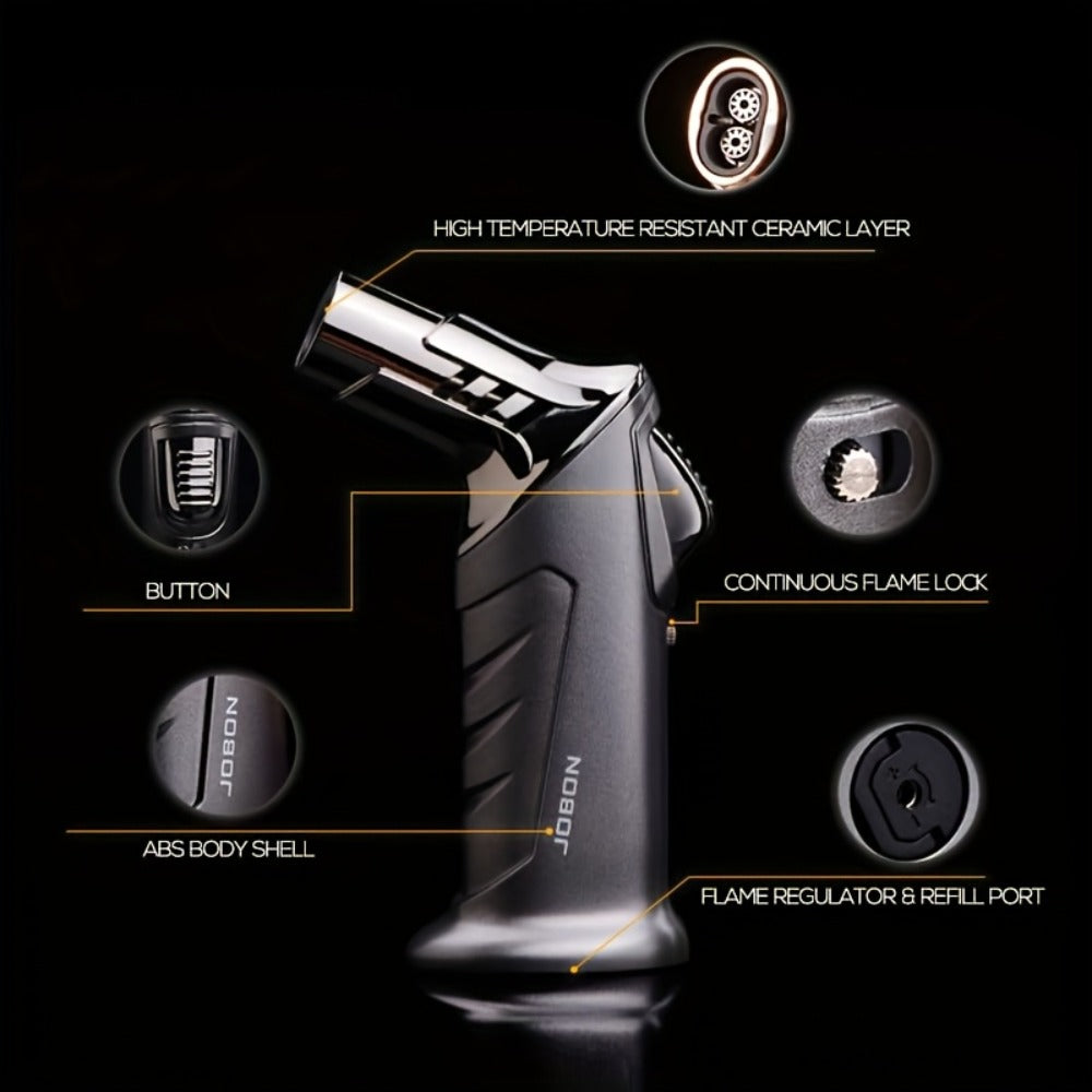 Butane Torch Lighter Gift Set 2500¡ãF, Refillable with Safety Lock & Adjustable Flame, High-Temperature Kitchen Cooking Camping Outdoor Torch, Gift Box Included, Gas Not Included