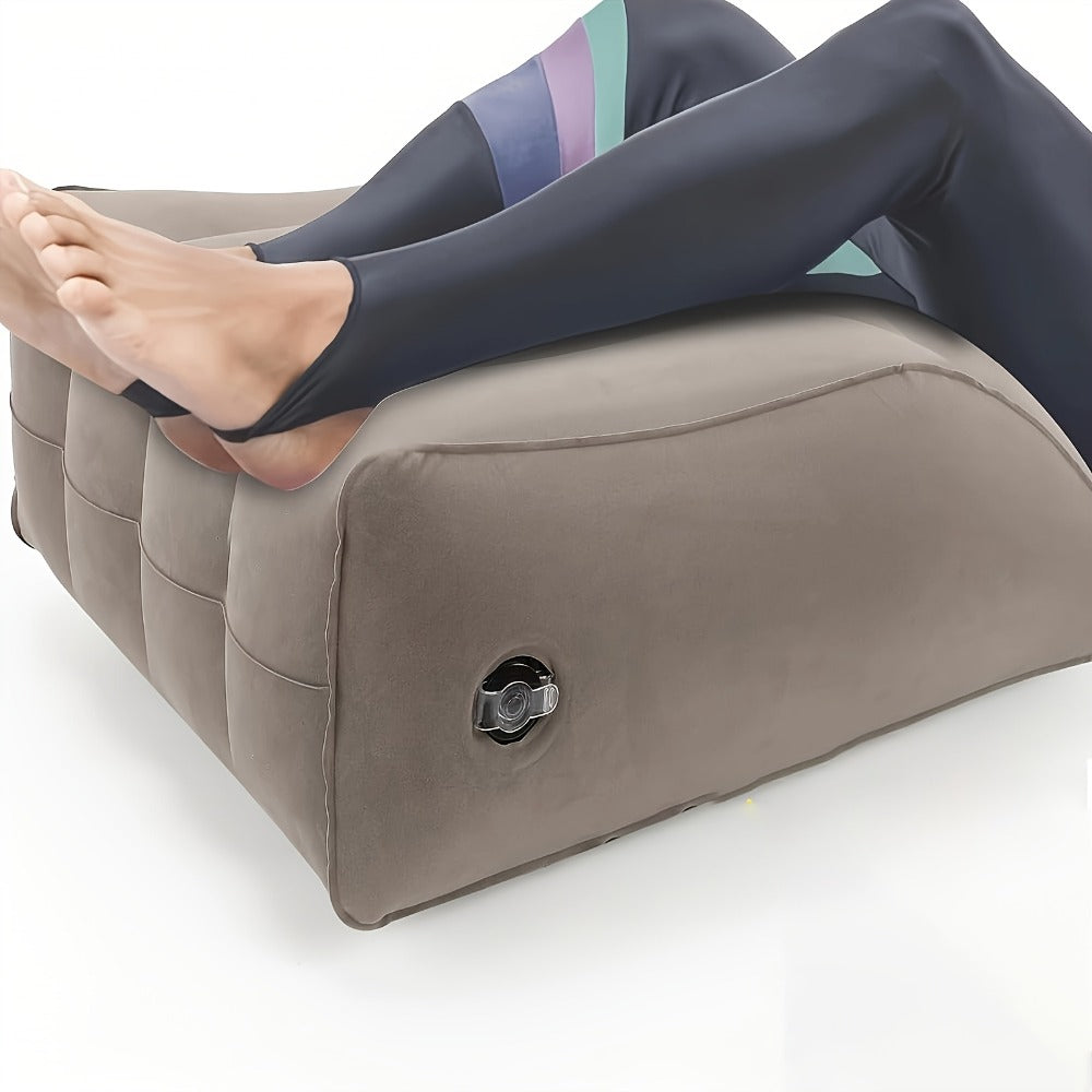 Inflatable Leg Elevation Pillow for Sleeping ¨C Wedge Knee Support Cushion for Swelling Relief, Ergonomic Leg Raise Pillow for Bed, Travel & Camping, Lightweight & Portable, Gray