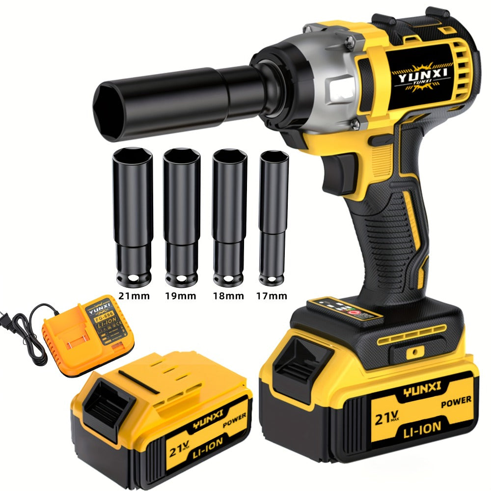 Cordless Impact Wrench 21V Brushless Electric Drill Set with 4000mAh Battery, Toolbox & Full Accessories, Wireless Power Drill for Automotive, Home & Industrial Use, Men's Gift