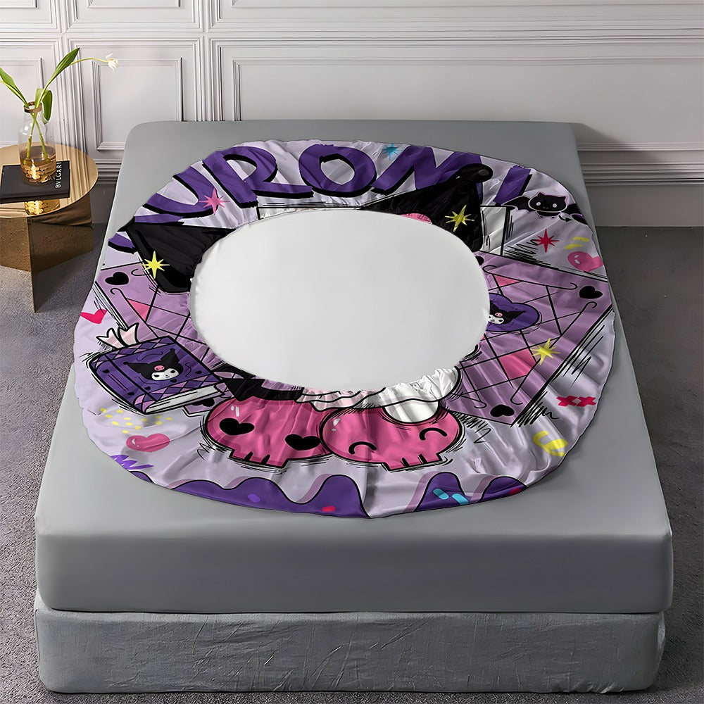 Sanrio Hello Kitty & Kuromi Bedding Set 3pcs ¨C Fitted Sheet & Pillowcases, Soft Polyester, Machine Washable, Twin Full Queen King, All-Season Bedroom Decor for Kids Girls Home Guest Room