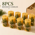 Beeswax Pillar Candles Hand Rolled with Honeycomb Texture ¨C 100% Pure Beeswax, 12+ Hour Burn, Gift Box Set for Home Decor, Christmas, Dinner & Holiday Decorations