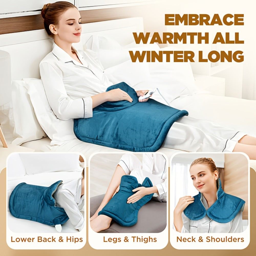 Heating Pad for Neck & Shoulders ¨C 130W Graphene Weighted Electric Pad, 6 Heat Settings, 4 Timers, Auto Shut-Off, Machine Washable