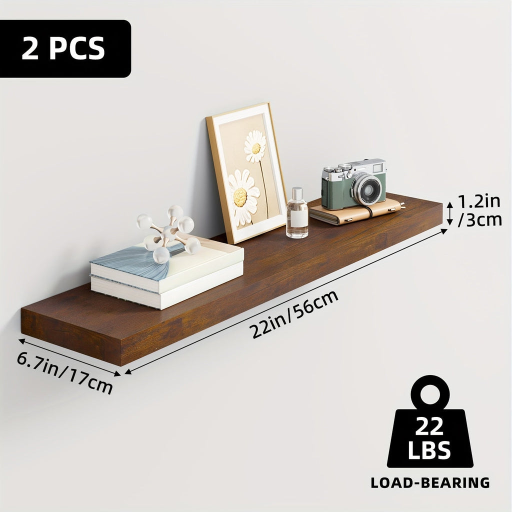 Floating Wall Shelves Set ¨C Wooden Wall-Mounted Shelves for Living Room, Kitchen & Bathroom (2/4/6pcs, 15.7¡±/19.7¡±/22¡±)