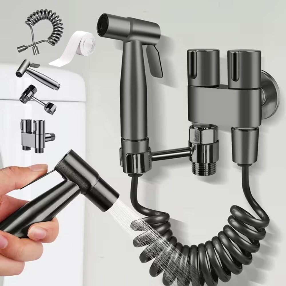 Handheld Bidet Sprayer Kit 6-Piece Wall Mounted Toilet Sprayer Set with Hose & Holder - Adjustable Pressure, Self-Cleaning Personal Hygiene Sprayer for Bathroom, Pet Shower & Toilet Cleaning