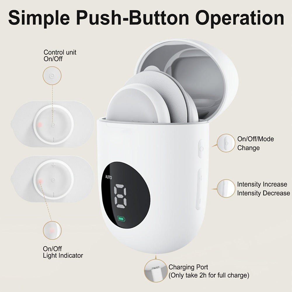 TENS EMS Muscle Stimulator Cordless Rechargeable ¨C 6 Modes 16 Intensity Levels, Wireless Pain Relief Device for Back, Neck, Shoulder & Leg, Portable Full Body Therapy Massager with Charging Case