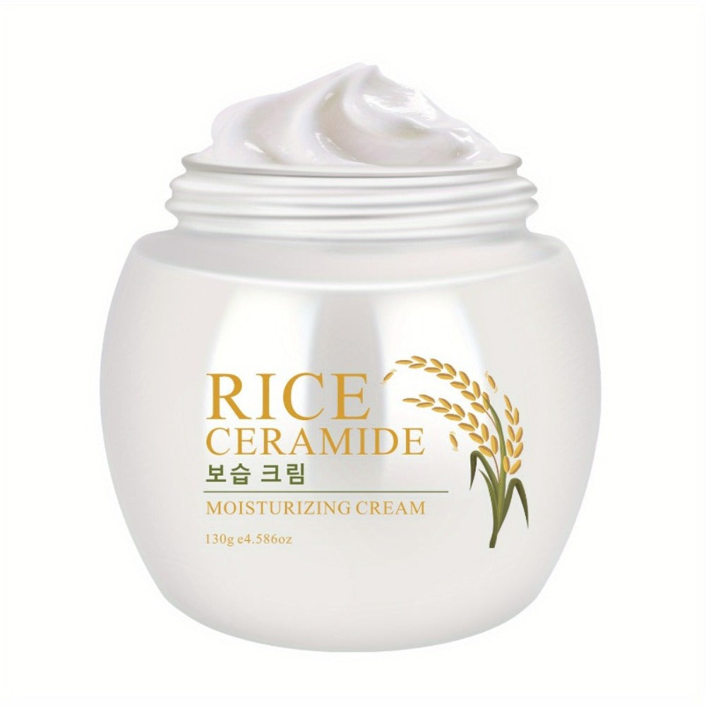 Rice Ceramide Moisturizing Face Cream 4.586oz - Deep Hydration with Rice Extract, Hyaluronic Acid & Ceramide | 24-Hour Nourishment | Day & Night | Dry & Sensitive Skin