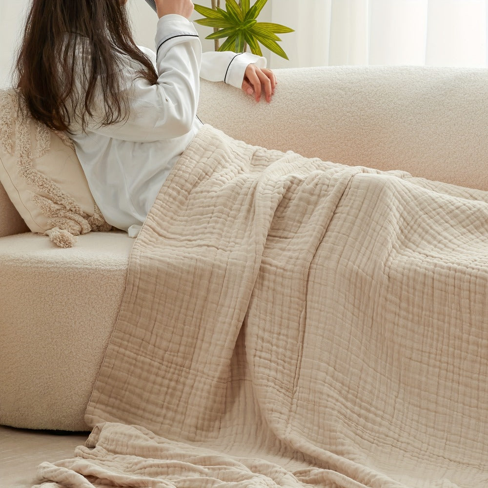 6-Layer Gauze Blanket 100% Muslin ¨C Lightweight Breathable Cotton Throw for Couch & Bed, All Season Adult Blanket, 4 Colors