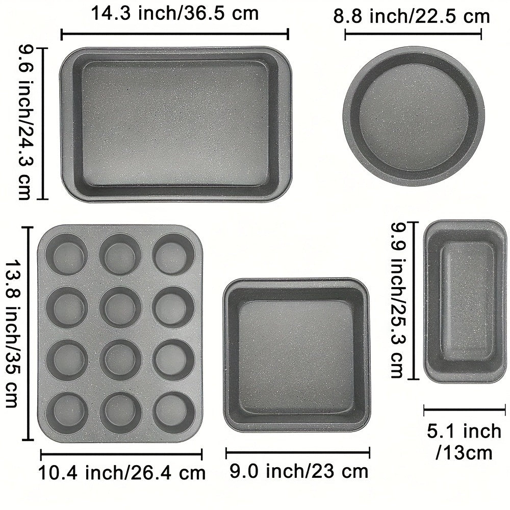 Nonstick Baking Pan Set 2 to 18pcs Carbon Steel Round Square Cake Pan Muffin Pan Bread Pan Cookie Sheet Pizza Pan Wire Rack Whisk Spatula Measuring Spoon Complete Bakeware Set