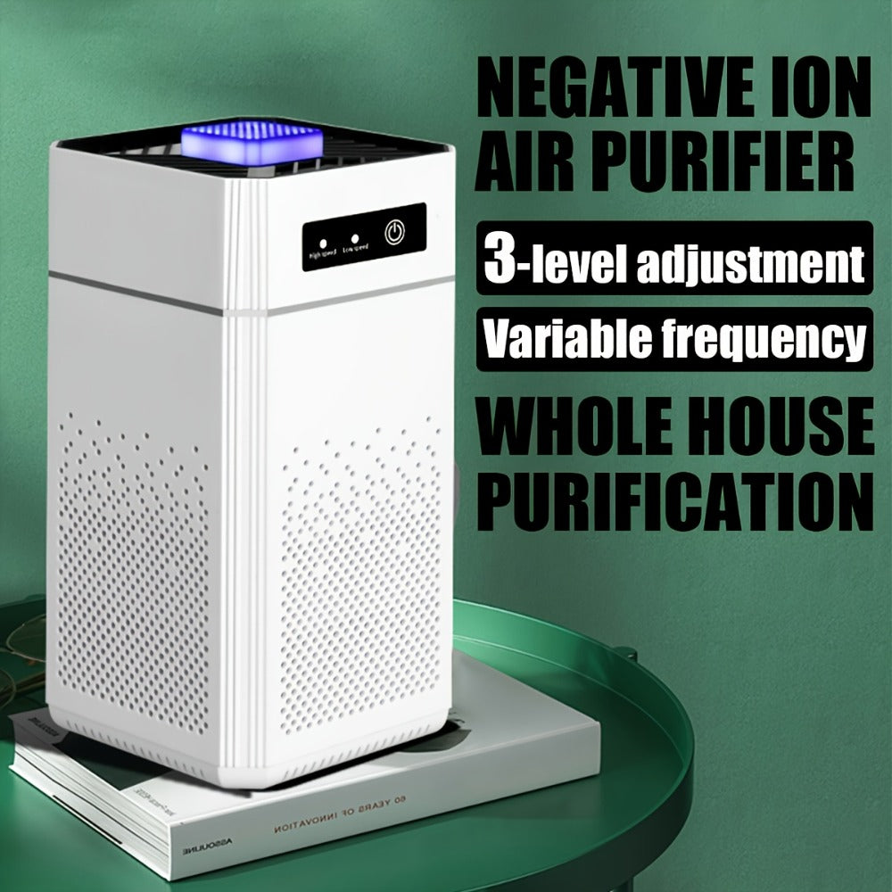 Portable Negative Ion Air Purifier with HEPA Filter, USB Powered Desktop Air Cleaner Removes Odors Dust Smoke Pollen, 51-150 m3/h Airflow, Compact Air Purifier for Bedroom Office Car Travel