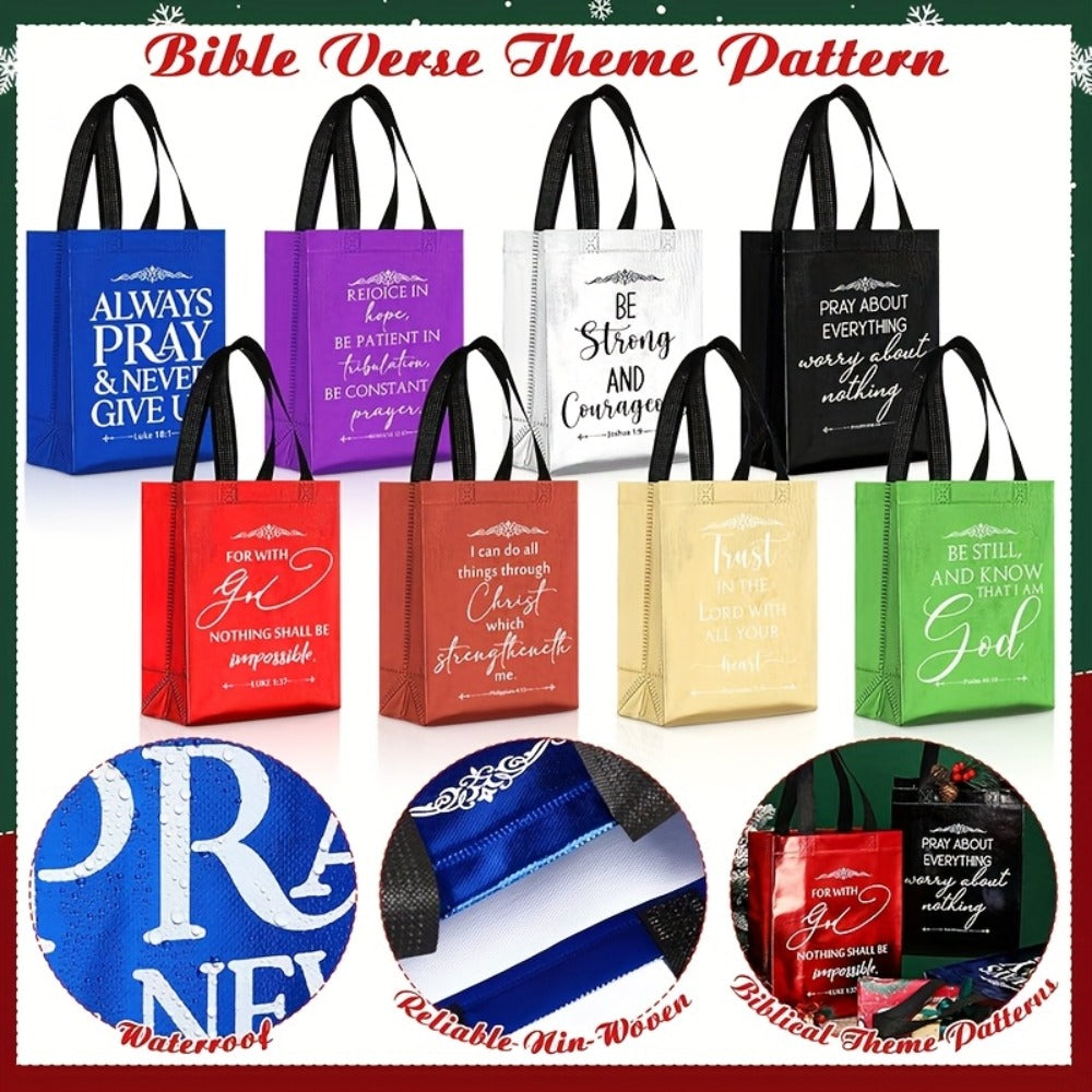 Christian Gift Bags Bulk 48pcs with Handles | Bible Verse Religious Gift Bags Medium Size | Reusable Church Bags for Father's Day, Baptism, Wedding, Party Favors, Church Visitors | Bright Mixed Colors