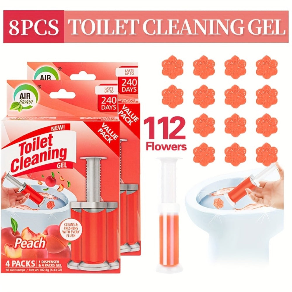 Toilet Cleaning Gel Stamp with Dispenser, Toilet Bowl Freshener & Cleaner Gel Stamps Prevent Scale & Toilet Ring, 6 Scents ¨C Ocean, Lavender, Floral, Peach, Lemon, Pine ¨C 4 Pcs or 8 Pcs Pack