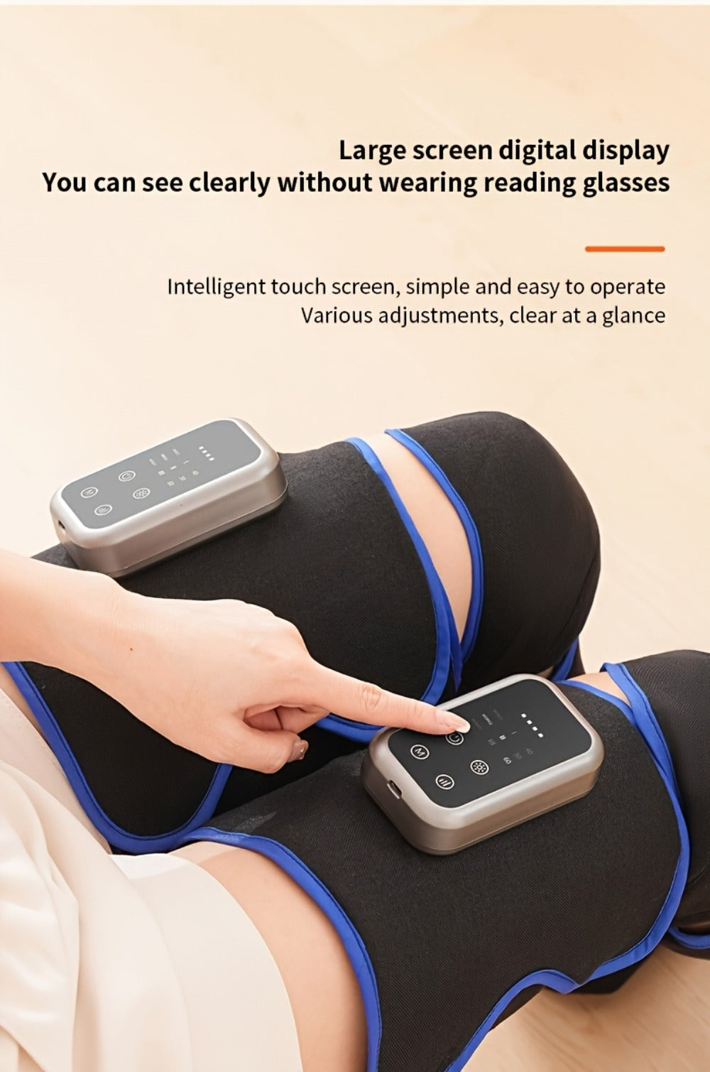 Leg Massager with Heat ¨C Full Leg Air Compression Massager, 4 Modes Wireless Charging, Large Display, Breathable Wrap for Thighs, Shins, Knees, Ankles & Feet, Relief for Swelling, Circulation & Fatigue