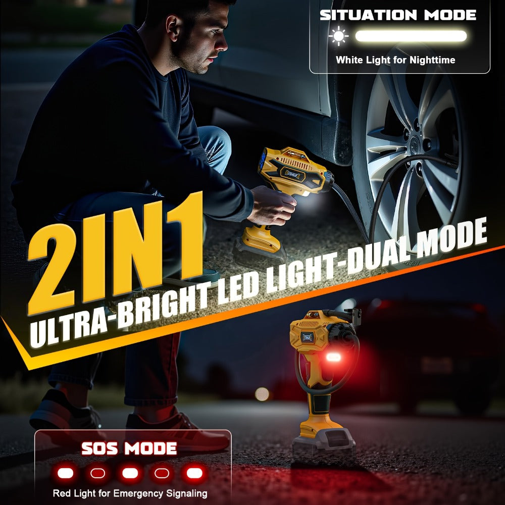 Cordless Tire Inflator 160PSI Portable Air Compressor Compatible with DeWalt 20V / 18V Battery ¨C Digital Pressure Gauge, Fast Inflation for Cars, Motorcycles, Bicycles & Sports Balls (Battery Not Included)