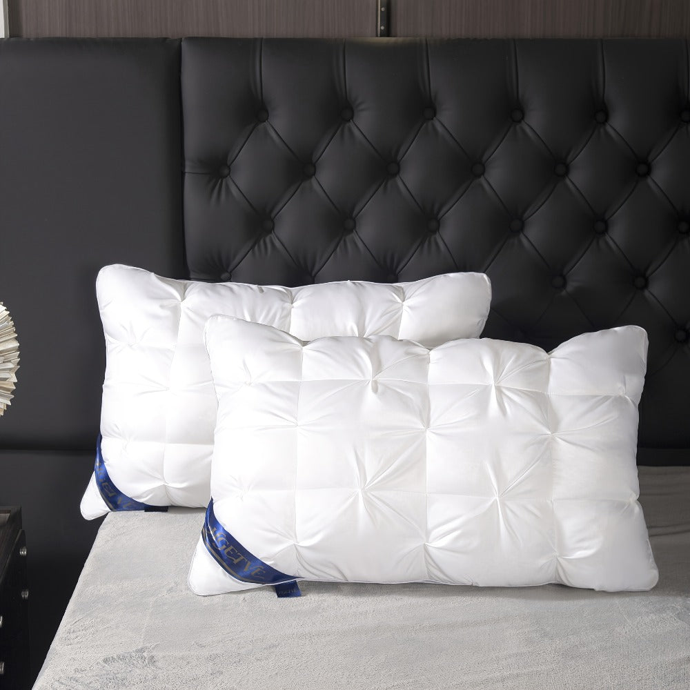 Luxury Hotel Pillows 2PCS, Cool Breathable Pillow Insert, Fluffy Resilient Neck Support, Soft Comfortable Sleeping Pillow, Queen King Size, White Black Navy Pink Gray Brown