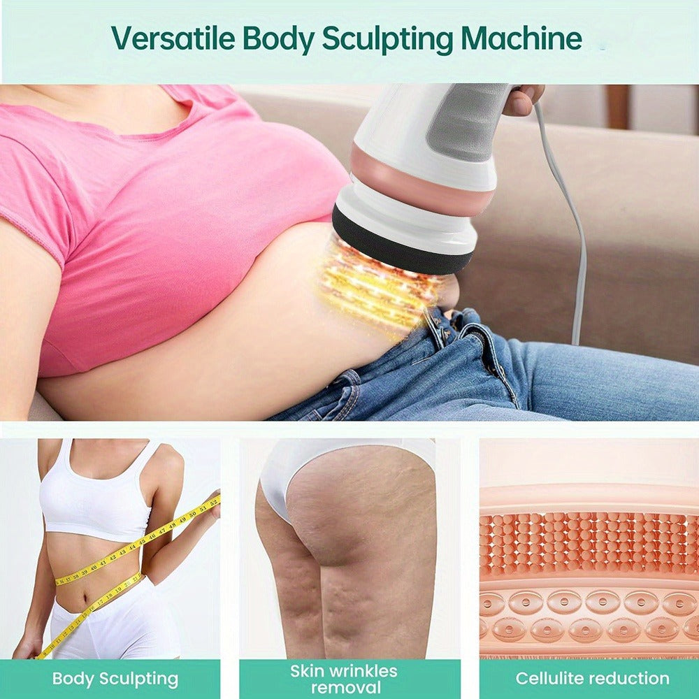 Handheld Body Massager with 5 Interchangeable Heads & 3 Washable Pads ¨C Adjustable Vibration Intensity, Full Body Muscle Relief for Abdomen, Waist, Arms, Buttocks & Legs, Portable Electric Massage Machine