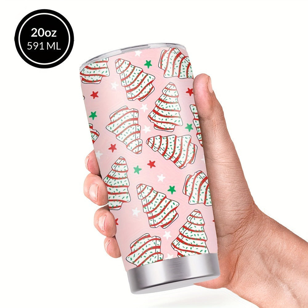 Insulated Coffee Mug 20oz Christmas Tree Cookie Design Stainless Steel Tumbler with Lid & Straw Travel Cup Hot Cold Drinks Gift for Women Birthday Holiday