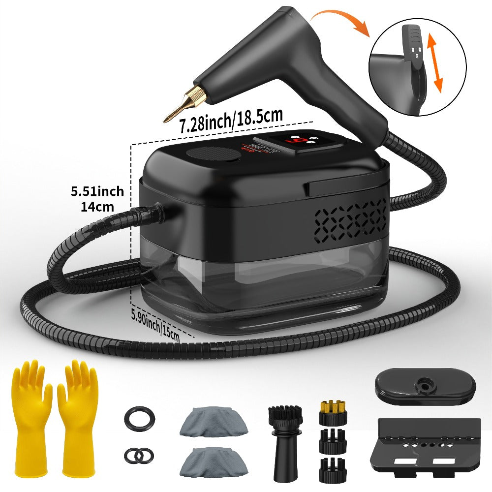 Carpet Steam Cleaner Handheld with LCD Display 1200ml Tank Gear Switch High Temperature for Kitchen Sofa Floor Tile Grout Home