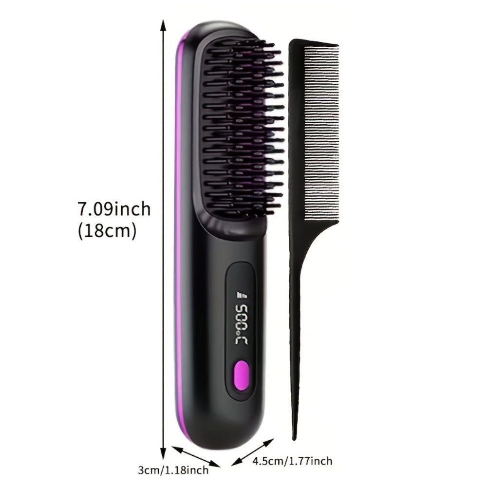 Cordless Mini Hair Straightener Wireless Flat Iron USB Rechargeable 2000mAh 3-Speed Adjustable Temp LED Display Professional Styling Smooth Shiny Hair Travel Home Black White
