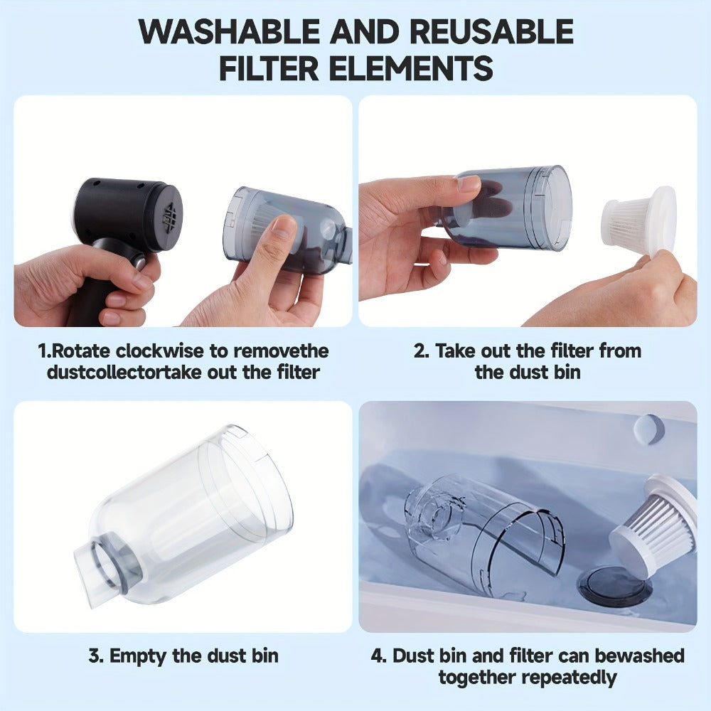 Cyclone Handheld Vacuum Cleaner Cordless Rechargeable with Strong Suction - Lightweight Portable for Home, Office, Car & Pet Hair, Allergy-Friendly Quick Cleanup Dust Buster, Easy to Use & Carry