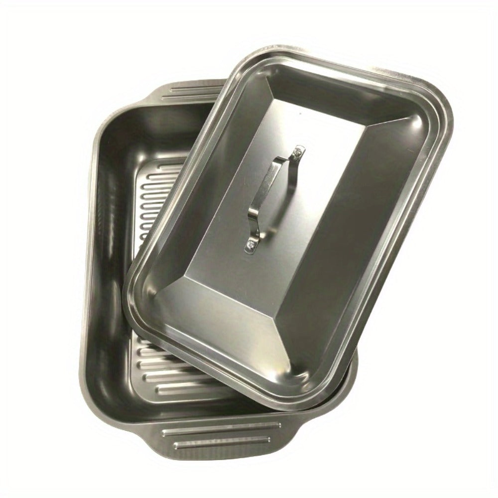 Stainless Steel Baking Trays with Lids ¨C Large Capacity Sheet Pan Set for BBQ, Bread, Desserts, Seafood & Buffets | Family Gatherings, Outdoor Camping, Portable Food Trays