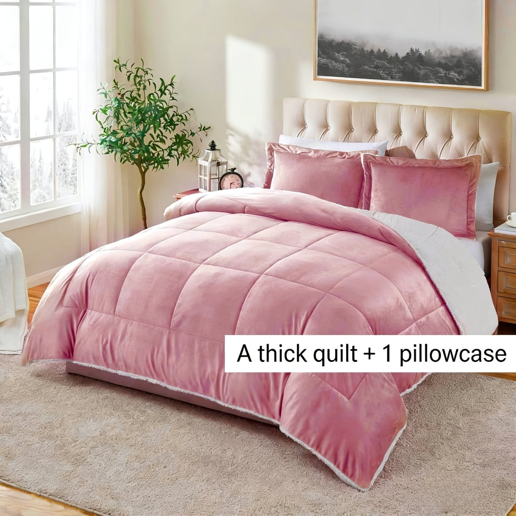 Sherpa Fleece Comforter Set Extra Thick Plush Microfiber Reversible Soft Warm Luxury Bed Blanket Twin XL Full Queen King 10 Colors Lightweight Cozy Bedding