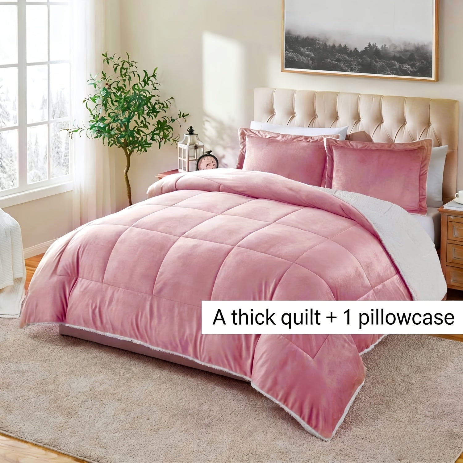 Sherpa Fleece Comforter Set Extra Thick Plush Microfiber Reversible Soft Warm Luxury Bed Blanket Twin XL Full Queen King 10 Colors Lightweight Cozy Bedding