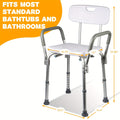 Shower Chair with Armrests & Backrest ¨C Height Adjustable Aluminum Bath Seat, 350 LBS Capacity, Non-Slip Rubber Feet, Cushioned Support for Elderly, Disabled & Post-Surgery, Fits Most Showers & Tubs