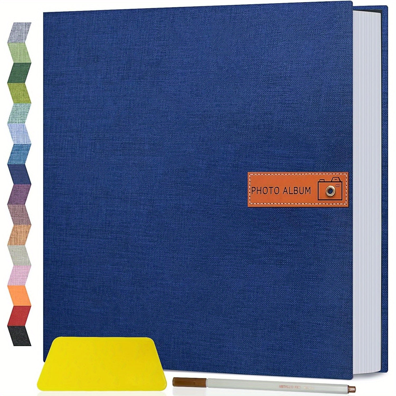 Self Adhesive Photo Album Scrapbook ¨C Large Linen Cover Memory Book for 4x6 5x7 8x10 Photos, DIY Picture Book with Metal Pen, Gift for Mom, Baby, Wedding, Valentine's Day & Mother's Day, 40 & 60 Pages