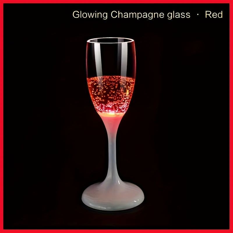 LED Light Up Champagne Flutes Set of 6 ¨C Glow in the Dark Colored Plastic Wine Glasses for Birthday Halloween Christmas Wedding Party Favors Adults