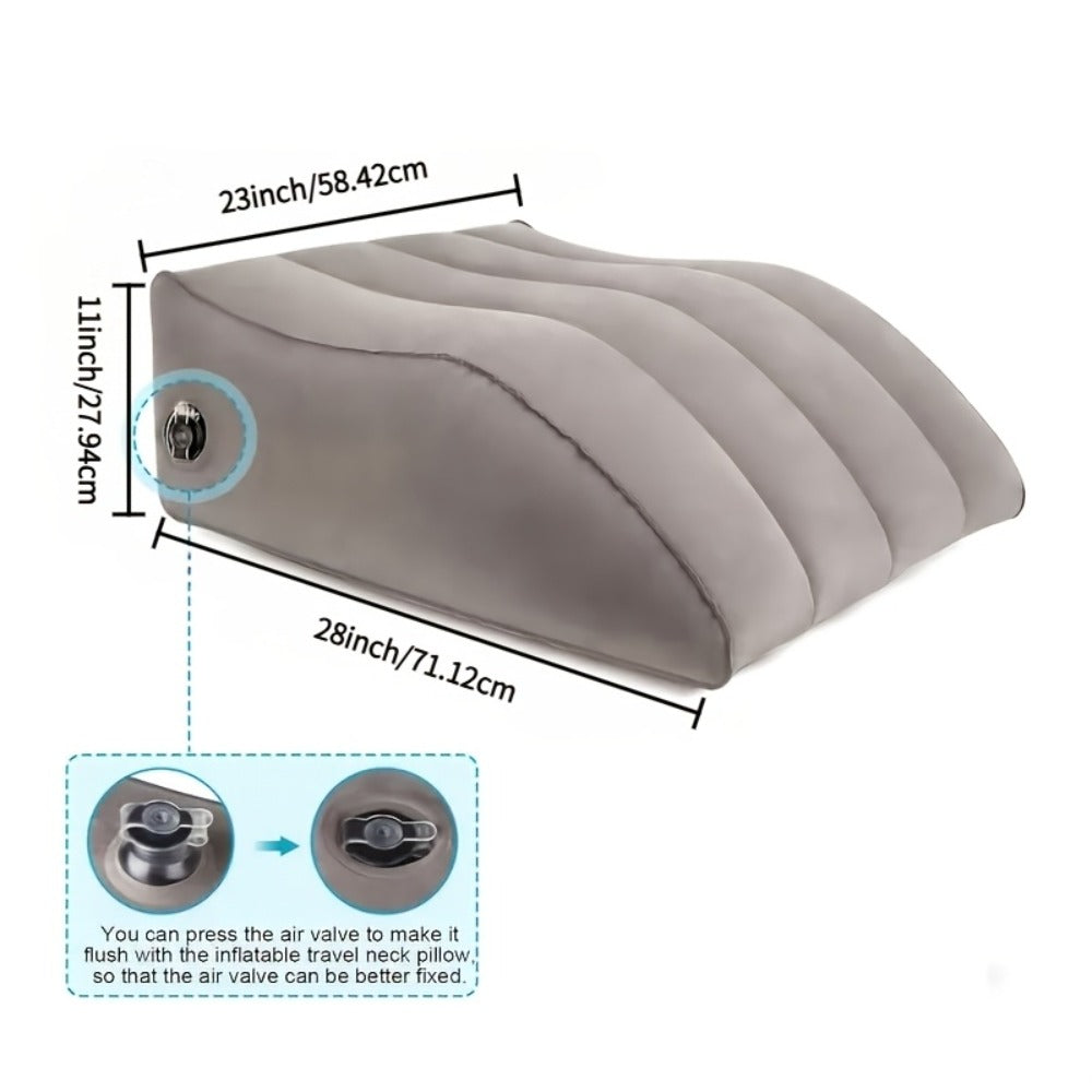 Inflatable Leg Elevation Pillow for Sleeping ¨C Wedge Knee Support Cushion for Swelling Relief, Ergonomic Leg Raise Pillow for Bed, Travel & Camping, Lightweight & Portable, Gray
