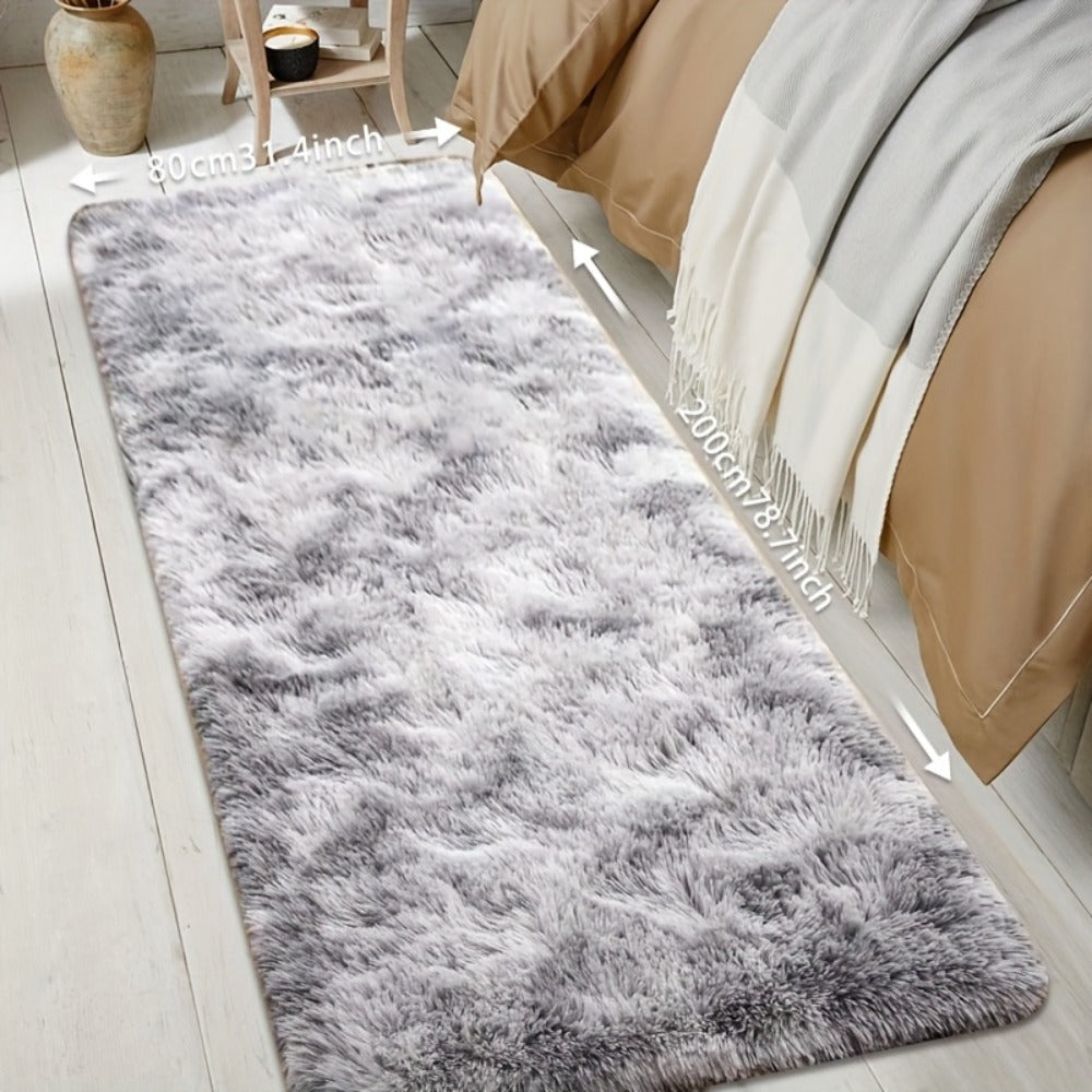 Tie-Dye Plush Fluffy Mat Absorbent Non-Slip ¨C Luxury Soft Bathroom Rug for Living Room & Bedroom, Modern Home Decor Floor Mat, 31.5x78.7 in ¨C Light Grey, Dark Gray, Light Pink, Black