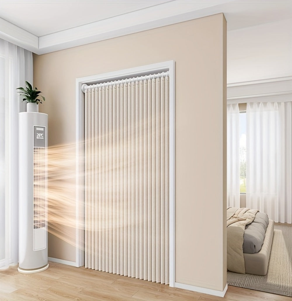 Magnetic Room Divider Curtain Doorway - Rodless Bohemian Striped Door Curtain, 210GSM Thickened Polyester, Natural Drape, Space Partition for Living Room Bedroom Kitchen, Machine Washable, No Rod Needed