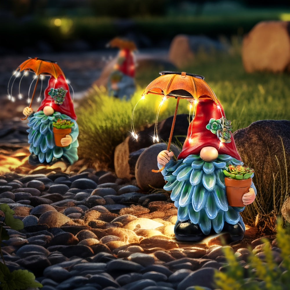 Solar Light Elf Resin Statue ¨C Outdoor Garden Figurine That Automatically Lights Up at Night, Holiday Collectible Decor for Christmas, Easter, Halloween, Thanksgiving & Hanukkah, Patio Porch Desk Decor Gift