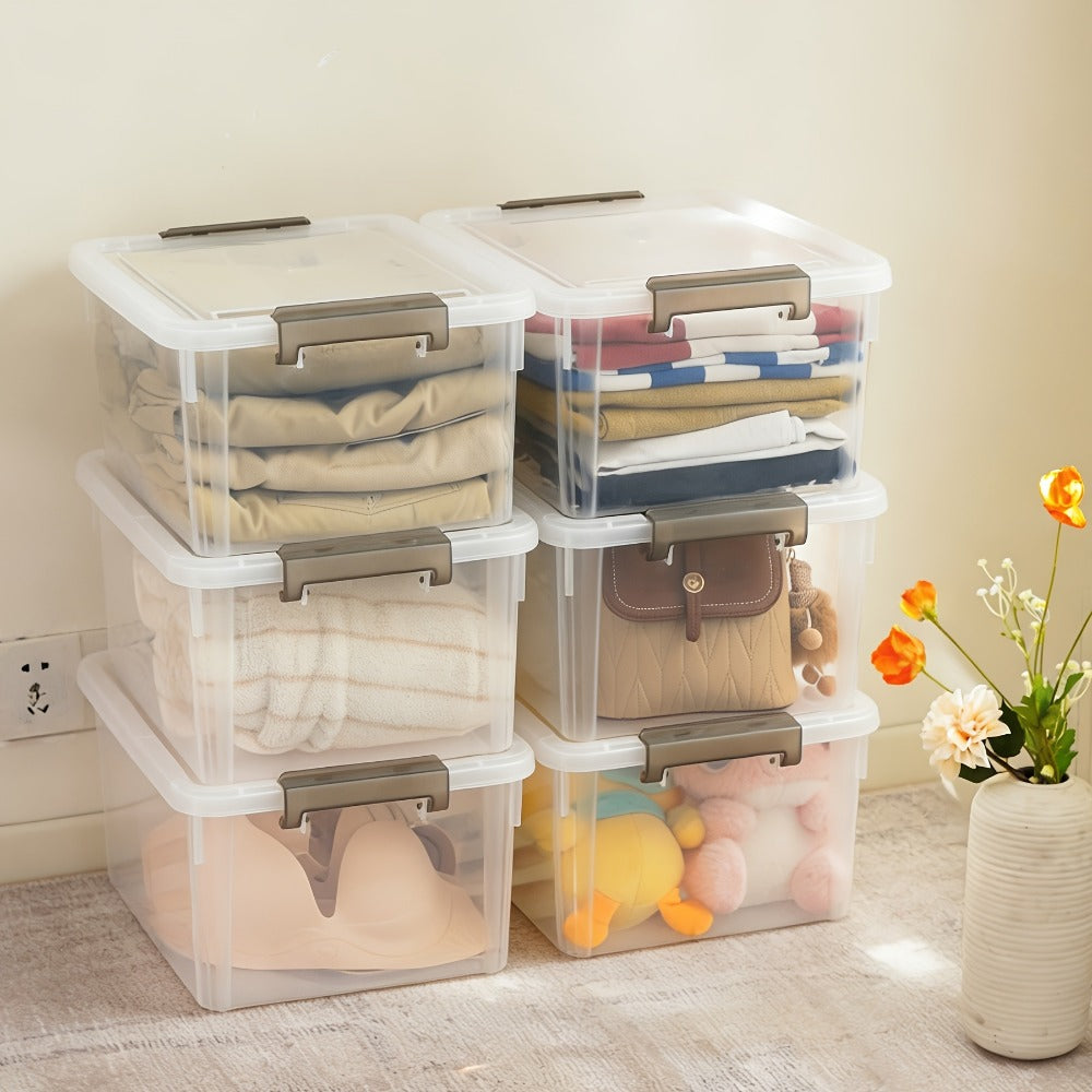 Clear Plastic Storage Bins with Lids 6 Pack Stackable Storage Containers with Snap-Tight Locks for Home, Office, Garage & Basement ¨C 17QT or 21QT, BPA-Free