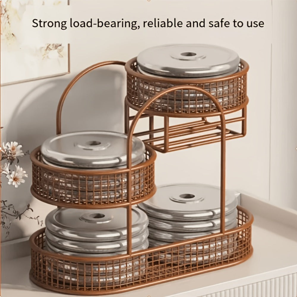 3-Tier Metal Fruit Basket Stand Extra Large Heavy Duty Countertop Fruit Bowl with Grid Design, Breathable Ventilated Multi-Level Storage Rack for Fruits Vegetables Bread Kitchen Organization