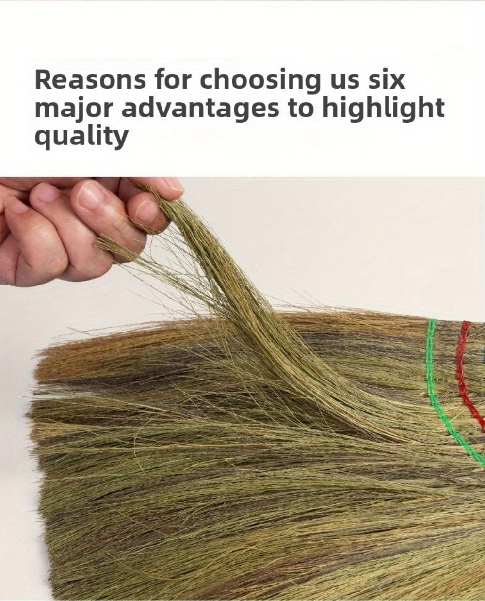 Natural Miscanthus Broom Handmade Thai Style Extra Long Heavy Duty Home Cleaning Broom Asian Grass Soft Bristle Cultural Decor