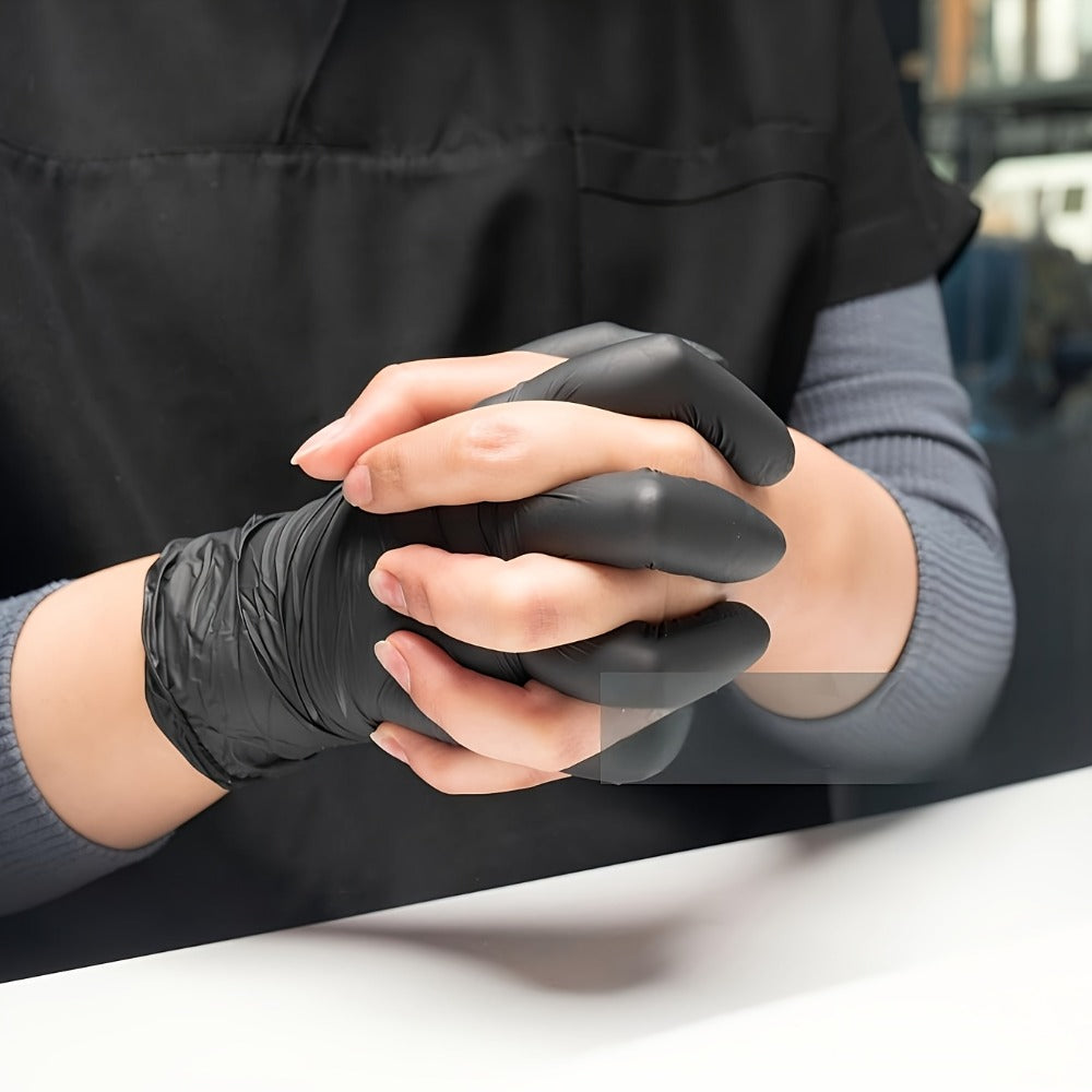 Black Nitrile Gloves 100 Count, 6 Mil Thick Latex-Free Disposable Gloves, Chemical Resistant Tear-Resistant Flexible Ambidextrous, for Automotive, Kitchen, Cleaning, Tattooing & Car Detailing ¨C M, L, XL