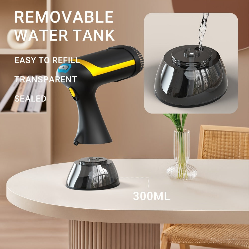 Handheld Garment Steamer 1100W 20s Fast Heating 300ml Water Tank Wrinkle Remover Steam Iron for Clothes Travel Business Home Clothing Care with Cleaning Brush Black White Carbon Fiber