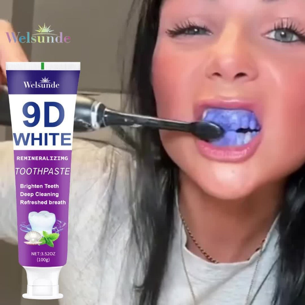 Whitening Toothpaste 4-Pack ¨C 9D White Alcohol-Free Formula, Thorough Deep Cleaning & Brighter Smile, Refreshing Mint Breath, Gentle on Gums, Travel-Friendly 100g, Oral Care Gift for Men & Women
