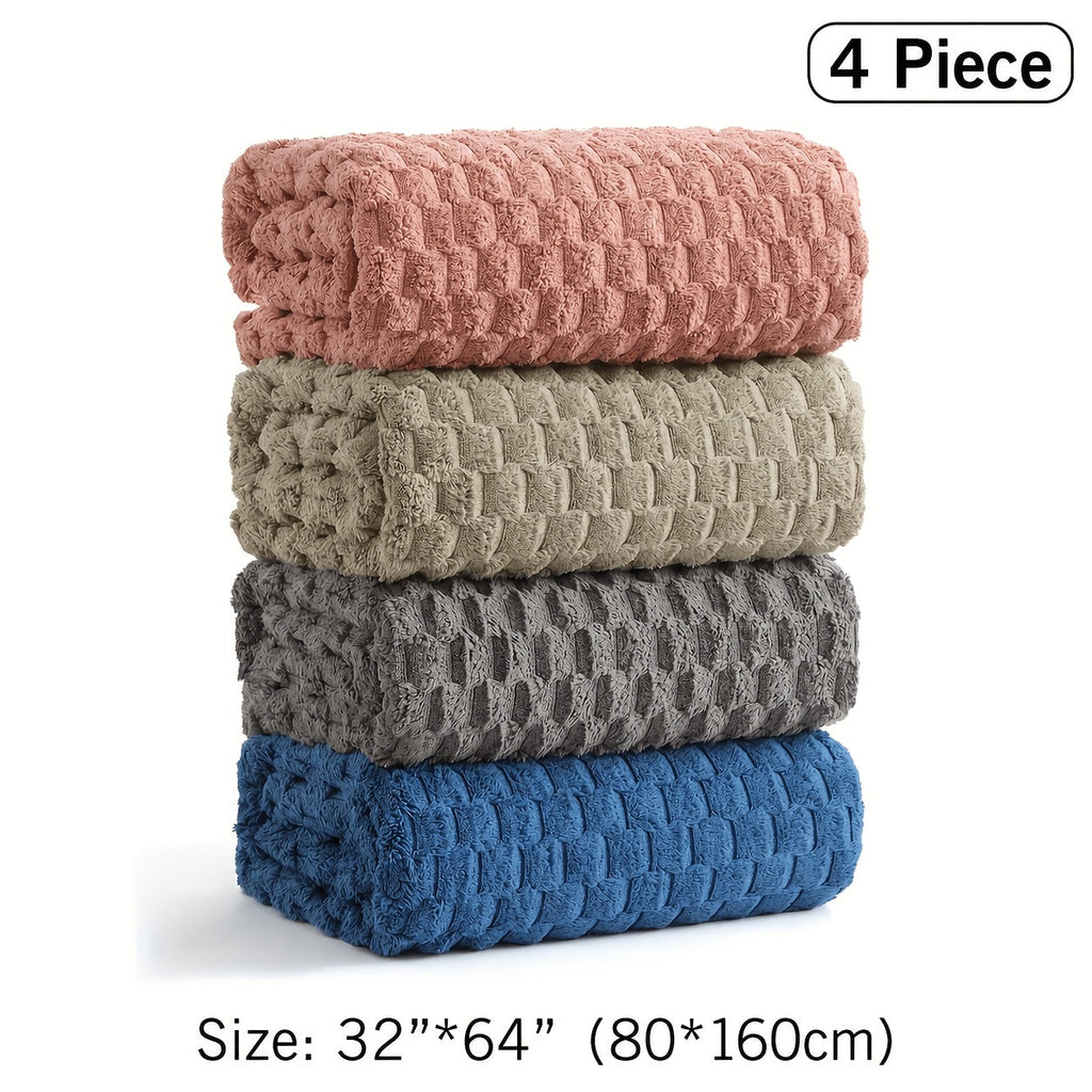 Oversized Bath Towel Set 800GSM 32x64 Inch Extra Large Microfiber - Ultra Soft Quick Dry Striped Spa Grade | Single or 4pcs Random Color | Beige White Light Blue Dark Gray | Modern Coastal Home Gift