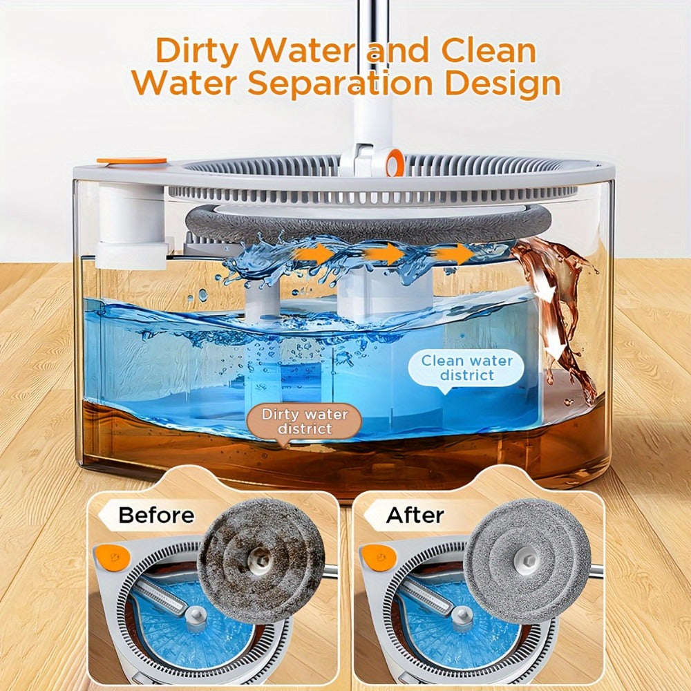 Spin Mop and Bucket Set with Wringer, Joybos Hands-Free Self-Wringing Rotating Floor Mop, Sewage Separation Design, 3 Mop Head Types, Dry & Wet Use for Home, Kitchen & Bathroom Floor Cleaning