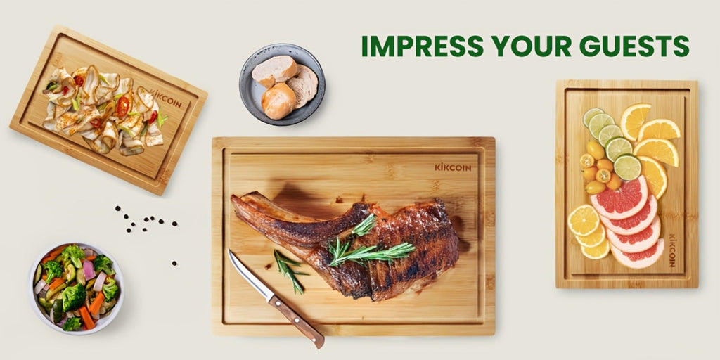 Bamboo Cutting Board Set 4pcs with Rack Juice Groove Knife Friendly Oversized Kitchen Chopping Boards for Meat Vegetables Fruit Multifunctional Gift for Family
