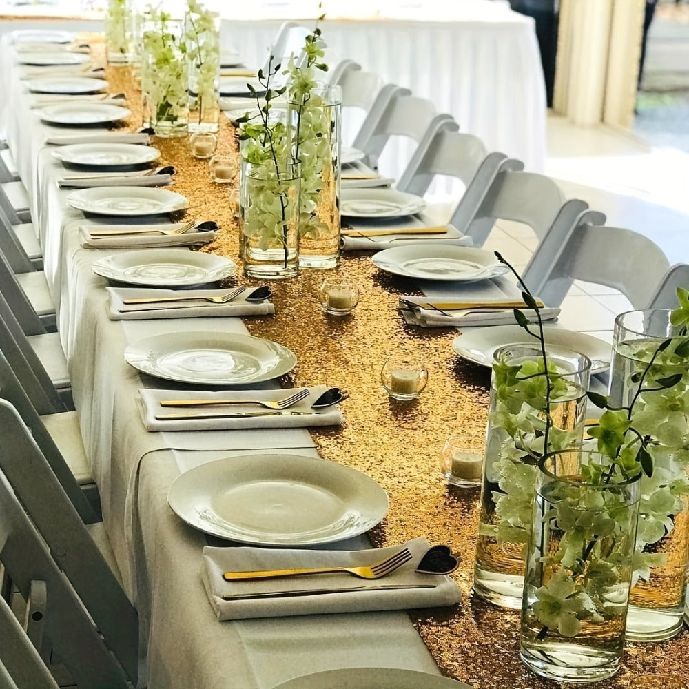 Golden Sequin Table Runner 12 Pack ¨C Glitter Shimmer Table Runners for Wedding, Birthday, Party, Dinner, Holiday & Event Decor