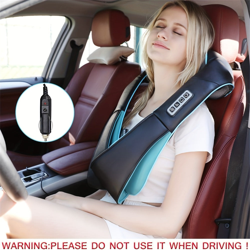 Neck Shoulder Massager with Heat ¨C Shiatsu Deep Kneading Massage Pillow for Back, Waist & Muscle Pain Relief, Portable Electric Massager, Perfect Gift for Wife, Husband, Parents & Office Workers