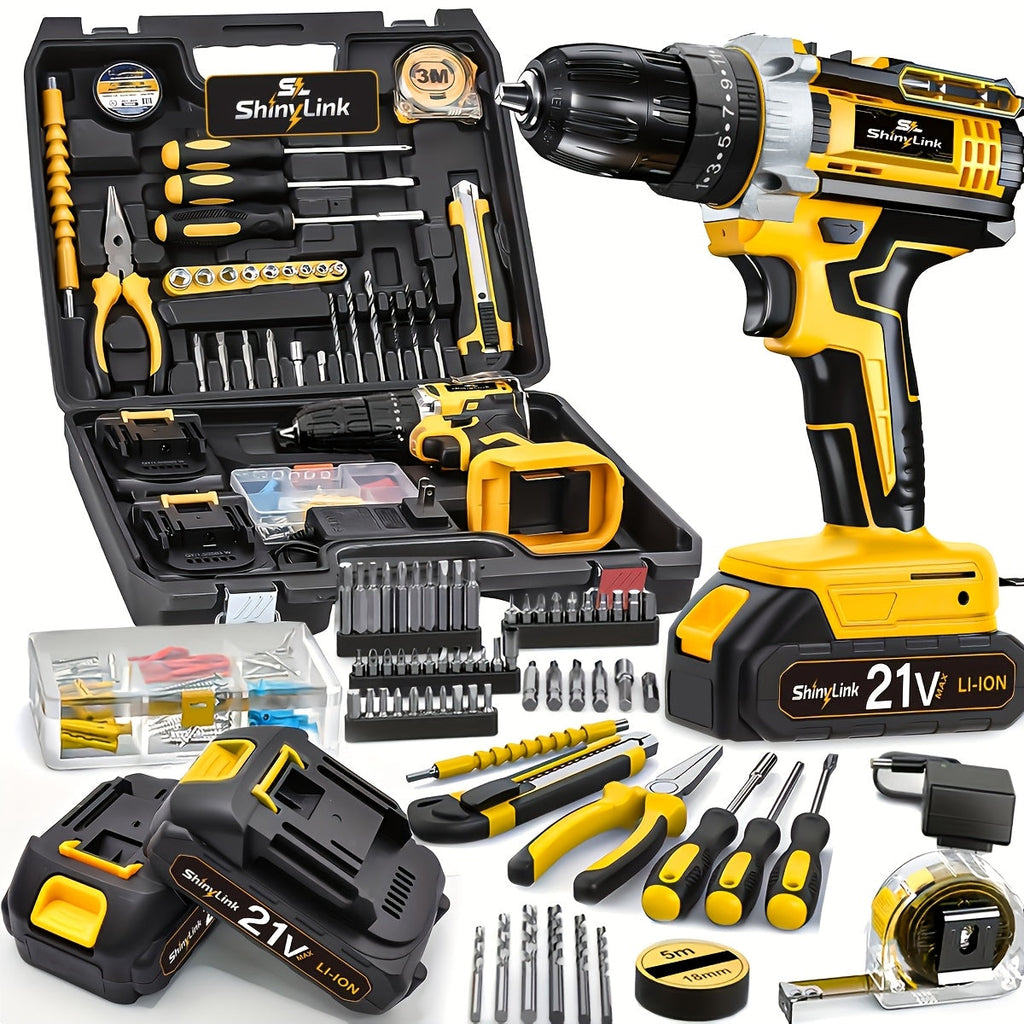 21V Cordless Drill Set Electric Drill Driver Kit with Lithium Battery Screwdriver Bits Hand Tools Toolbox for Home Repair DIY 18 30 136 Piece Kit Gift for Men