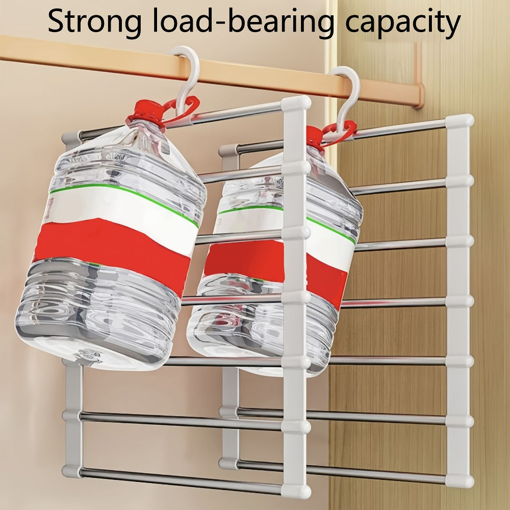 Pants Hangers Foldable Multi-Layer Stainless Steel | Non-Slip Space Saving Closet Organizer for Jeans Leggings Scarves Trousers | 4 or 8 Pack Clothes Rack Hanger