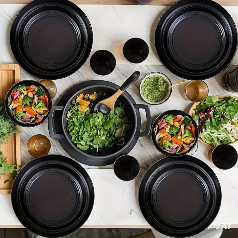 Wheat Straw Dinnerware Set 16 or 32 Piece ¨C Plates & Bowls for 4 or 8 People, Microwave & Dishwasher Safe Plastic Dish Set, Lightweight Colorful Tableware for Home, Party & Holiday