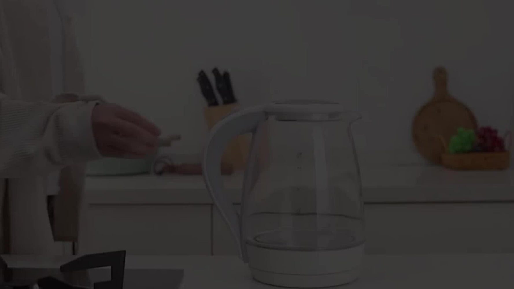 Glass Electric Kettle 1200W Borosilicate with Blue LED Glow - 57.48oz 1.7L Fast Boil BPA-Free Auto Shut-Off Boil-Dry Protection, Transparent Electric Tea Kettle for Home Office RV Camping Kitchen Gift